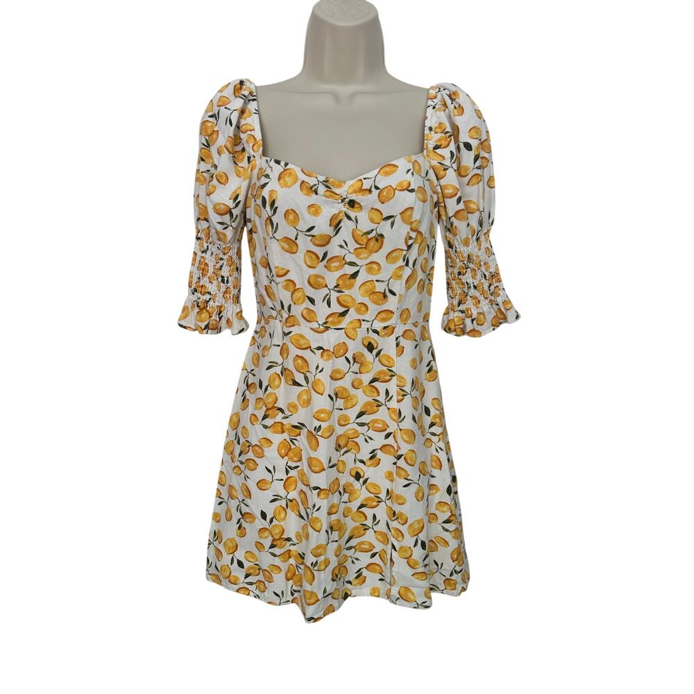 The Sweetest Little Lemon Dress You Ever Did See Linen Blend Small XC Fast Ship